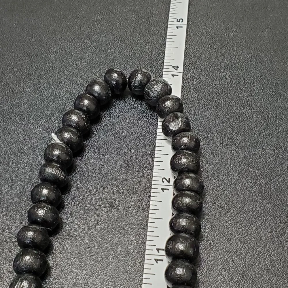Red and black painted wood bead necklace 28